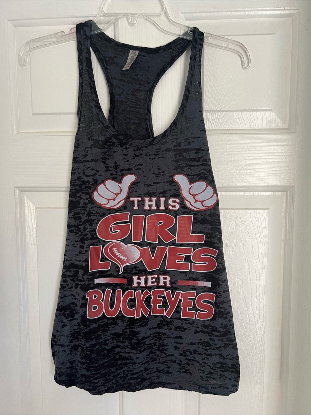 Ohio State “This Girl Loves Her Buckeyes” Black/charcoal Graphic Racerback Tank